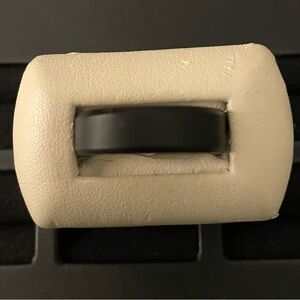 Men's Black Triton raw wedding band with white ceramic